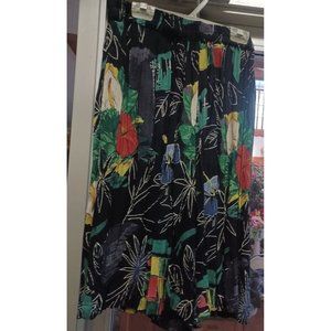 Vintage KLOZ Skorts Boho 1X New with Tags Black with Hibiscus Flowers